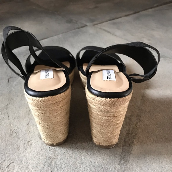 NWOT Steve Madden espadrille wedges black 8 9.5 - Picture 11 of 16
